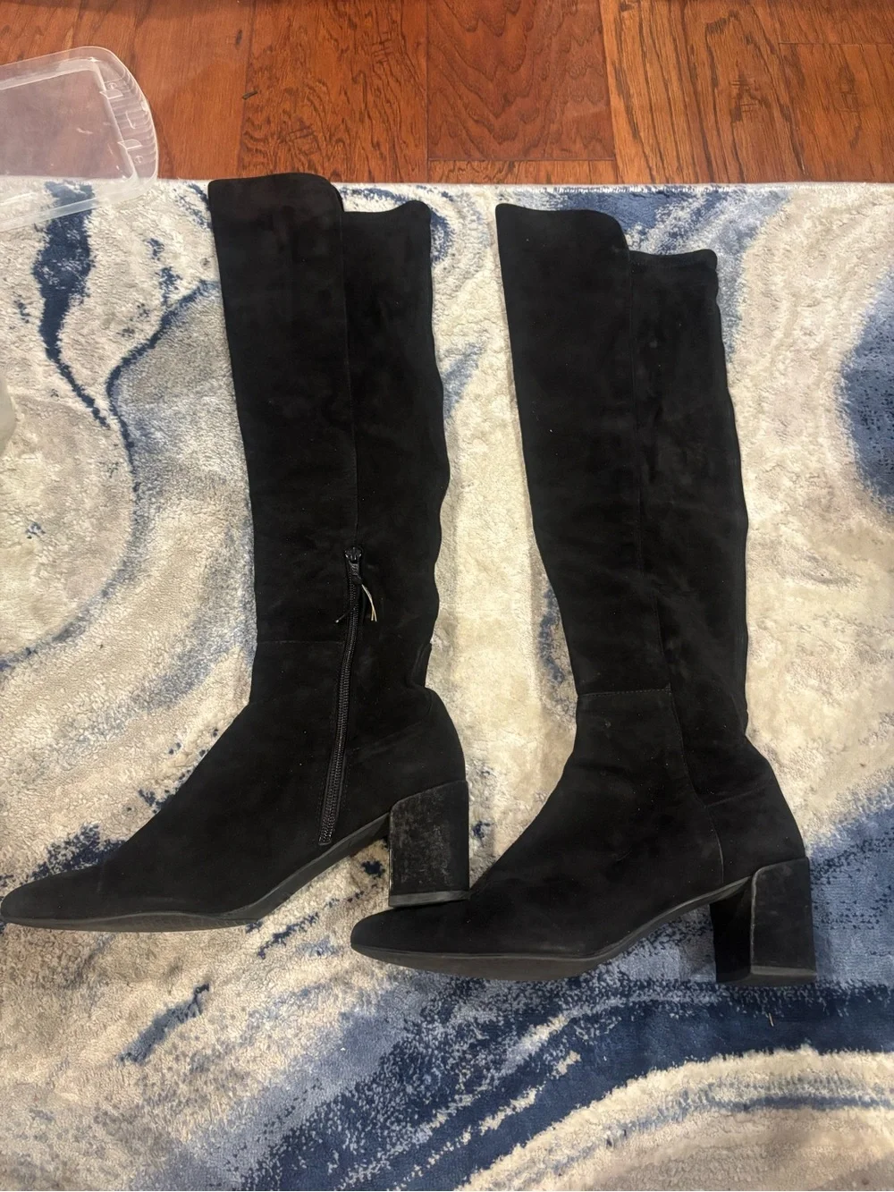 Stuart Weitzman Black Over-the-Knee Suede Block Heel Boots